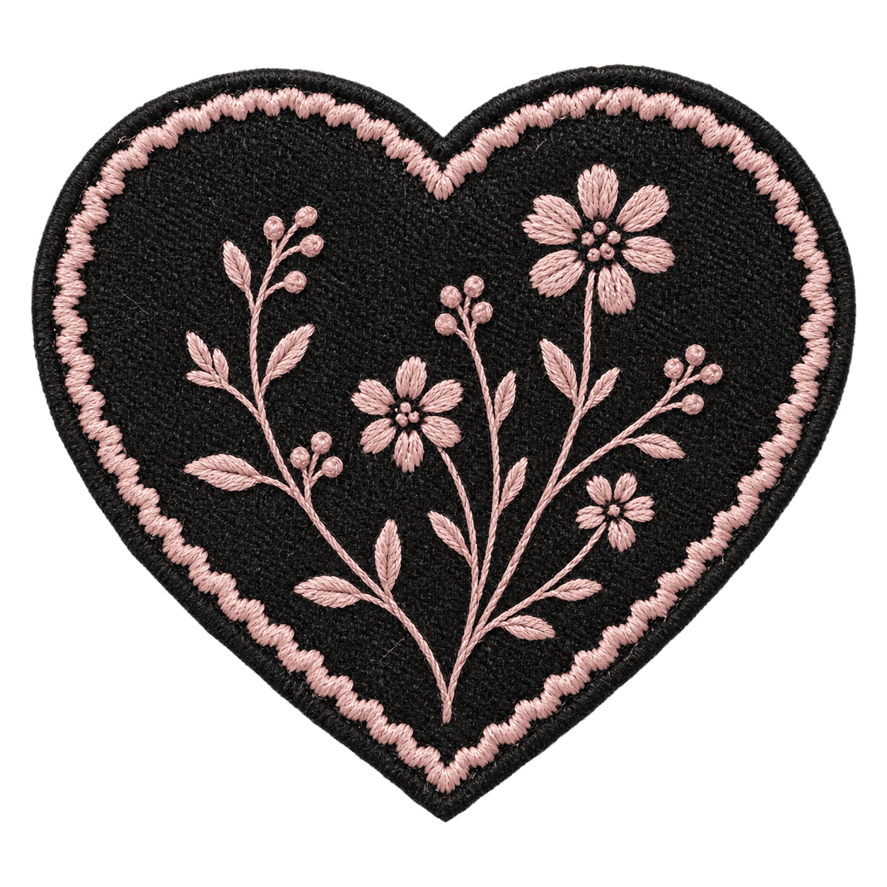 Fictional heart-shaped botanical patch